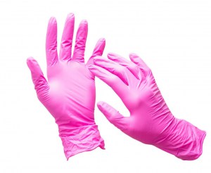 Перчатки витриловые розовые размер S 100шт
